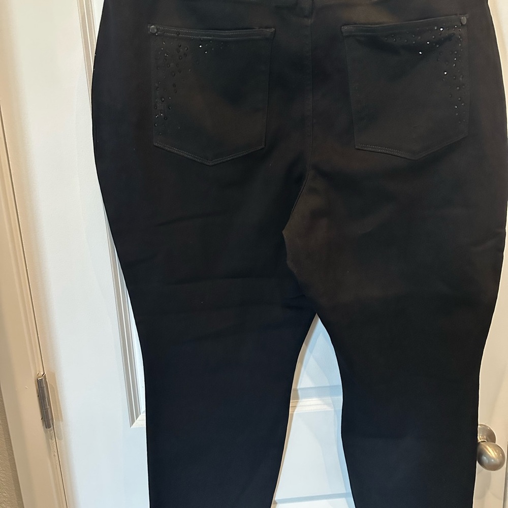Simone Black Embellished Pull-On Pants 22W NWT - Picture 3 of 8